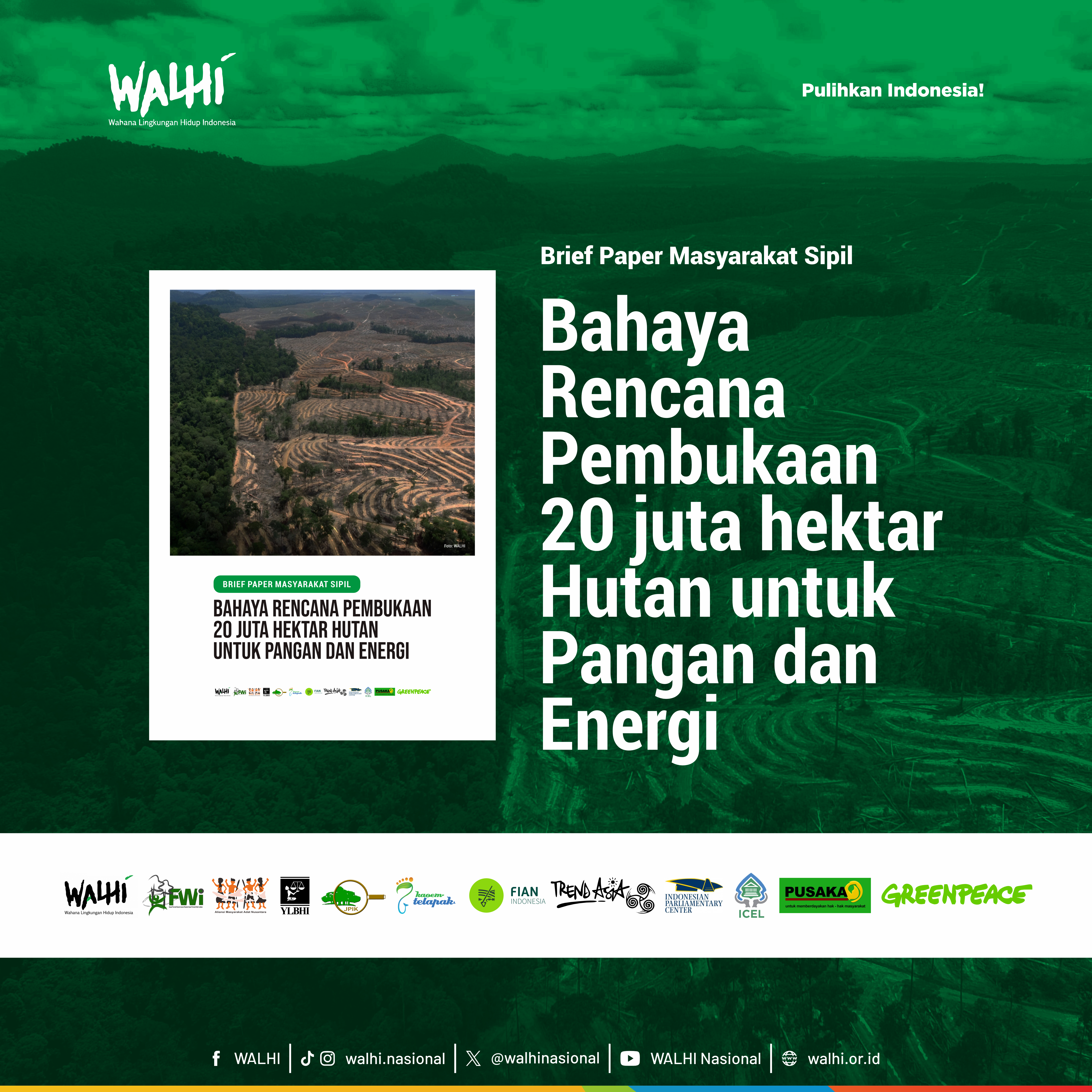 Bahaya Rencana Pembukaan 20 juta Hektar Hutan untuk Pangan dan Energi
