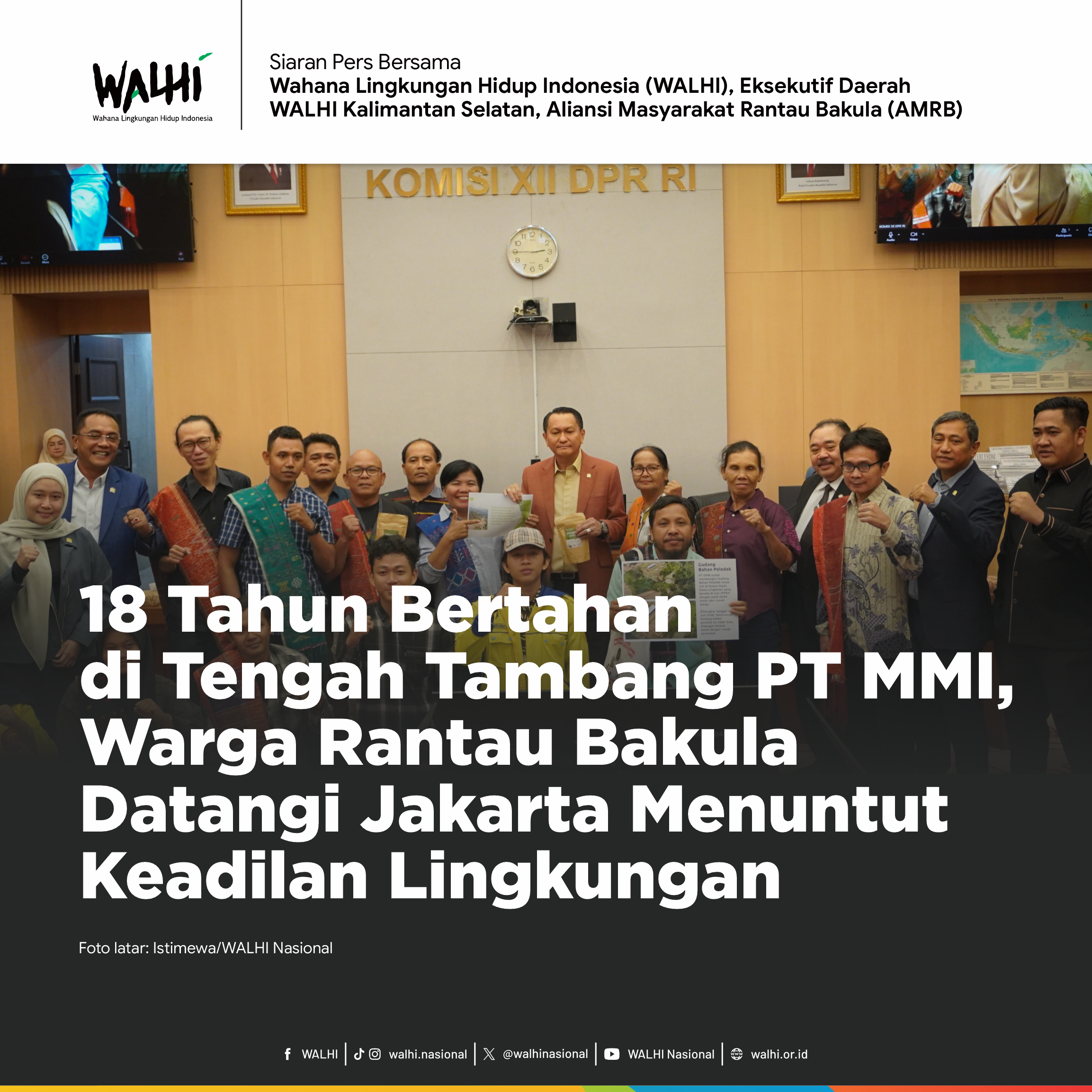 18 Tahun Bertahan di Tengah Tambang PT MMI, Warga Rantau Bakula Datangi Jakarta Menuntut Keadilan Lingkungan