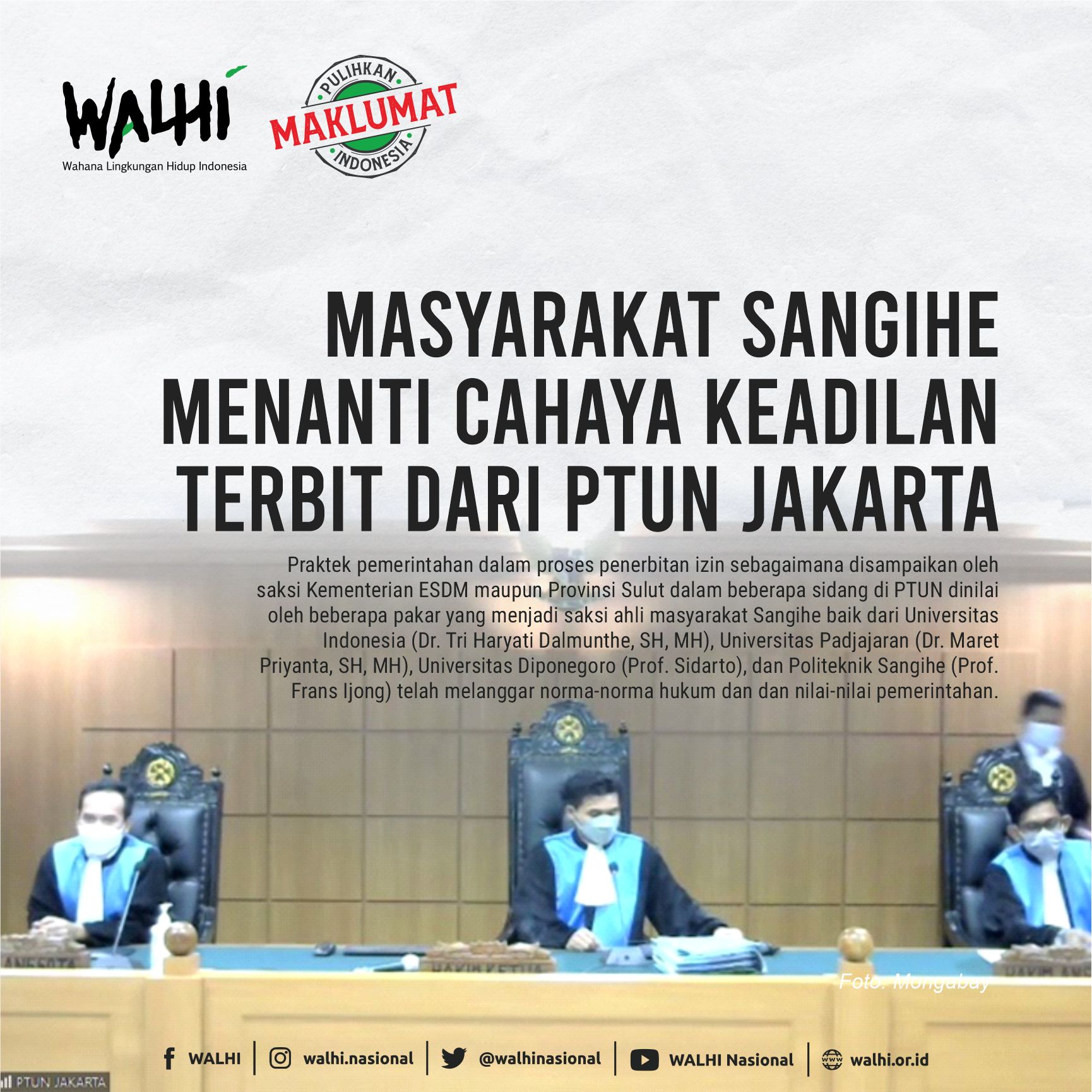 Masyarakat Sangihe Menanti Cahaya Keadilan Terbit dari PTUN Jakarta