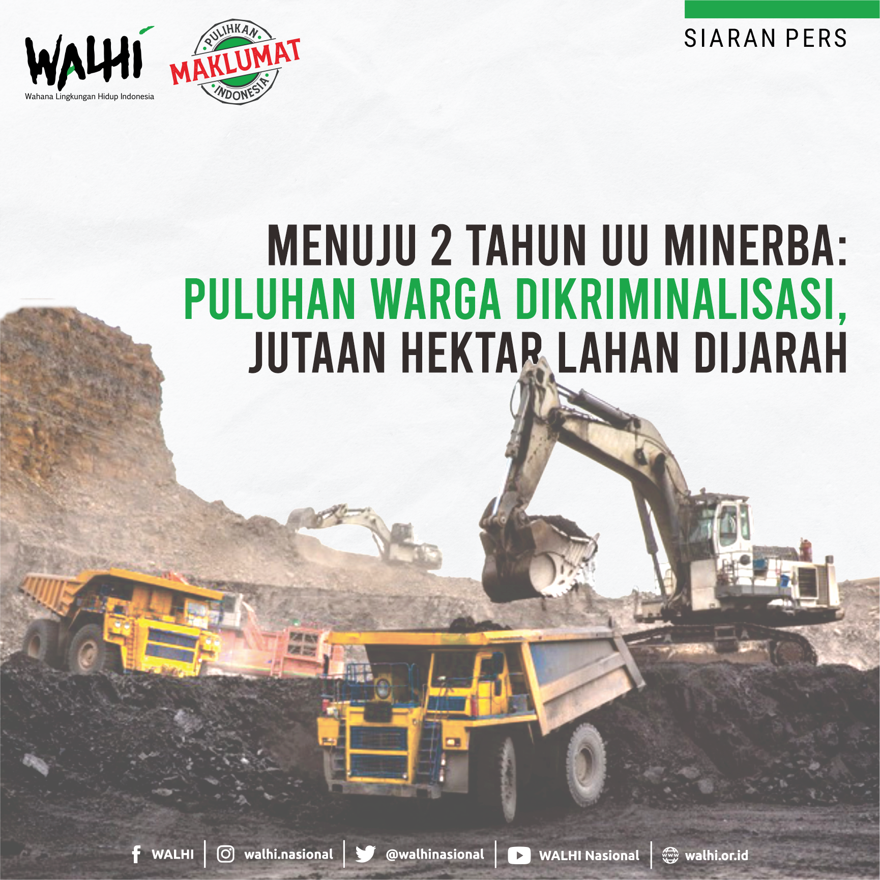 MENUJU 2 TAHUN UU MINERBA: Puluhan Warga Dikriminalisasi, Jutaan Hektar Lahan Dijarah