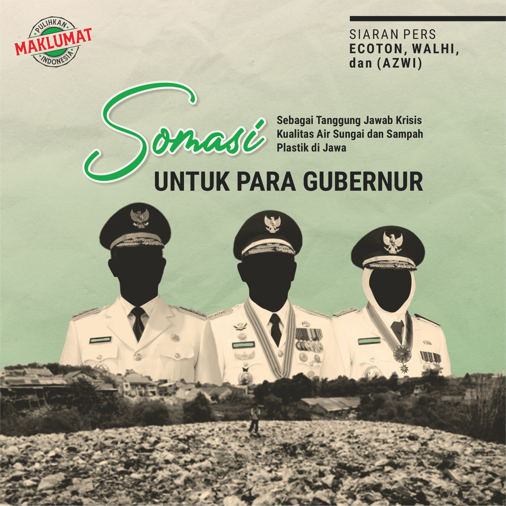 Somasi untuk Para Gubernur Sebagai Tanggung Jawab Krisis Kualitas Air Sungai dan Sampah Plastik di Jawa