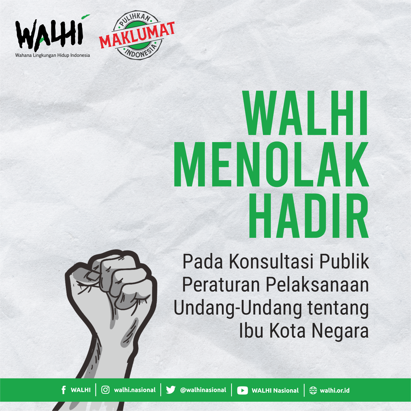 WALHI Menolak Hadir Pada Konsultasi Publik Peraturan Pelaksanaan Undang-Undang tentang Ibu Kota Negara