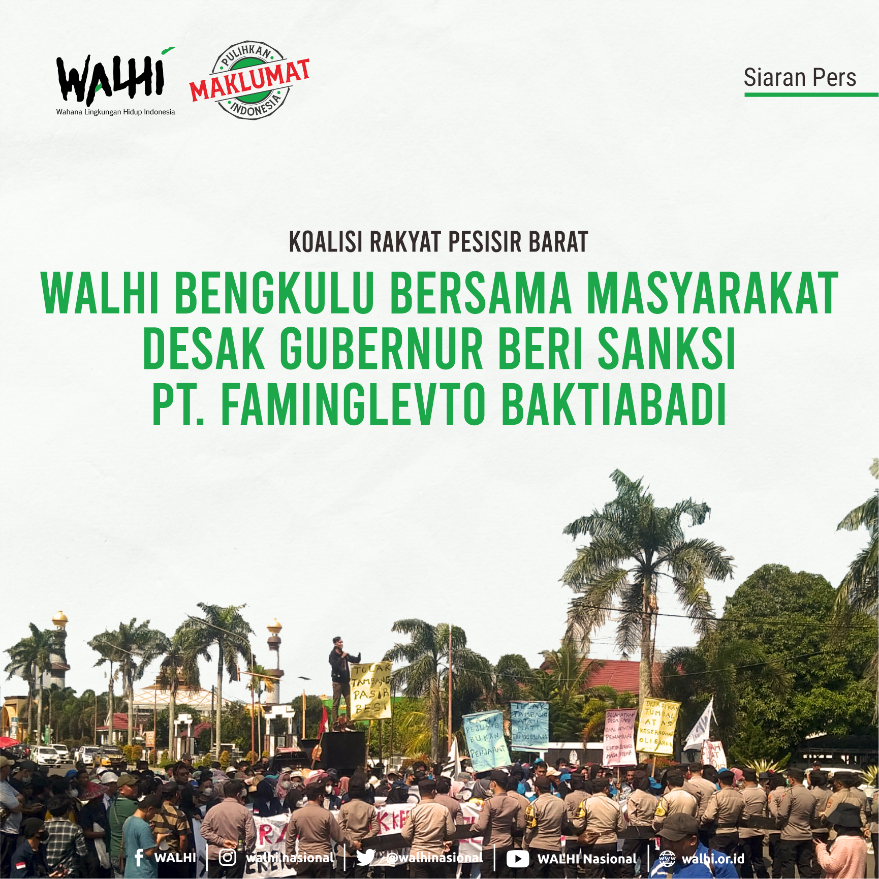 Melanggar Hukum, Walhi Bengkulu Bersama Masyarakat Desak Gubernur Beri Sanksi PT. Faminglevto Baktiabadi