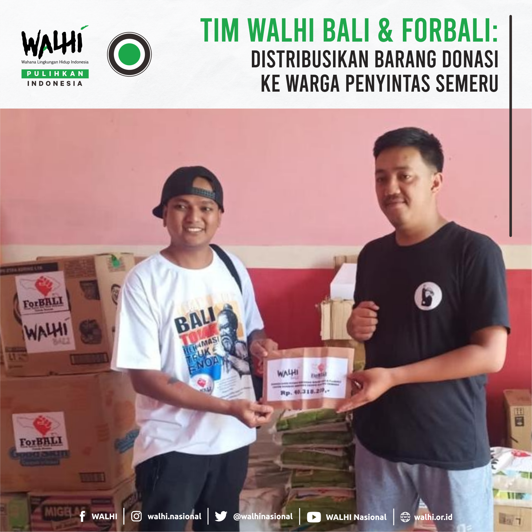Sampai di Lumajang, Tim WALHI Bali dan ForBALI Ikut Distribusikan Barang Donasi ke Warga Penyintas Semeru
