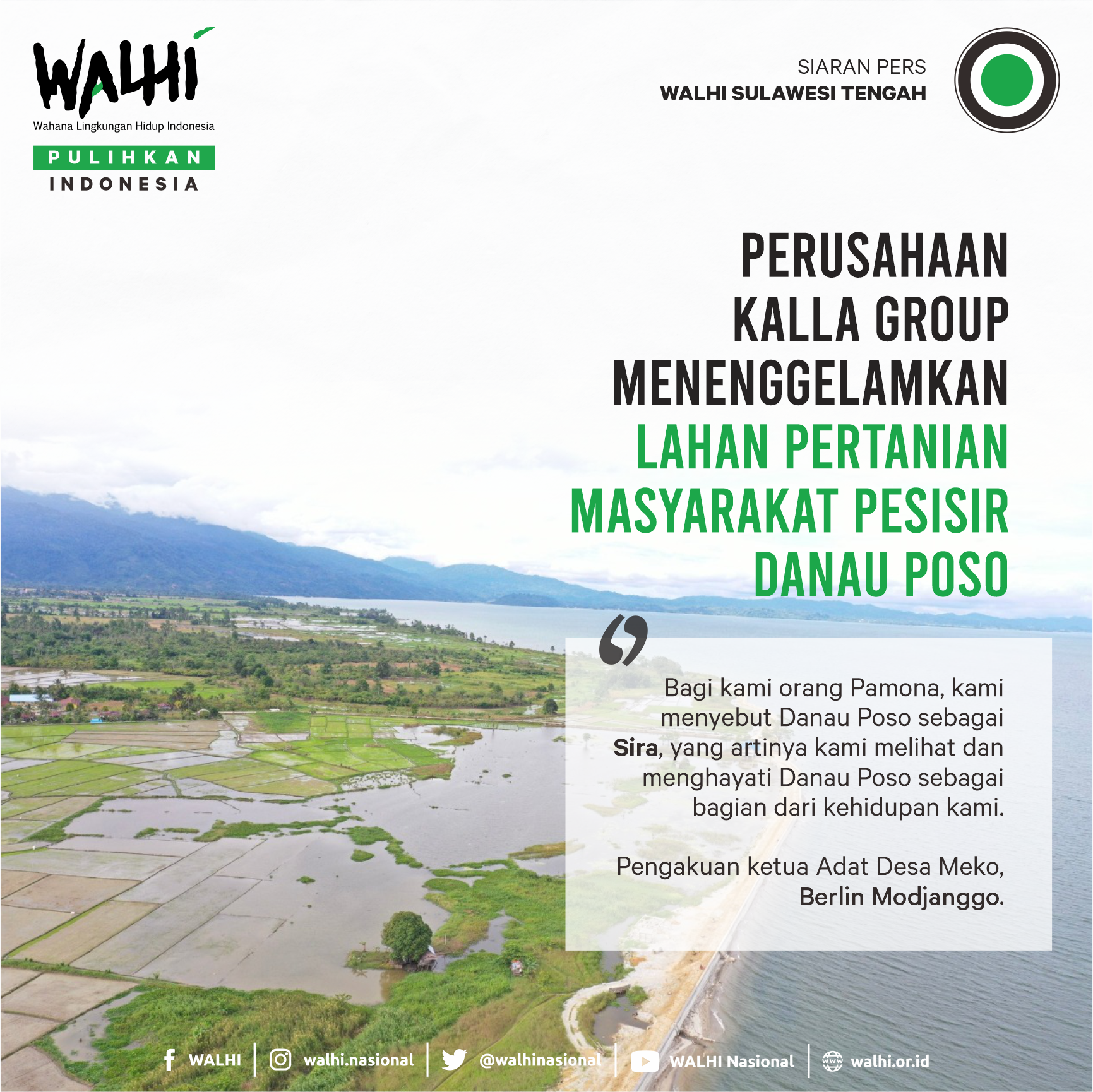 Perusahaan Kalla Group Menenggelamkan Lahan Pertanian Masyarakat Pesisir Danau Poso