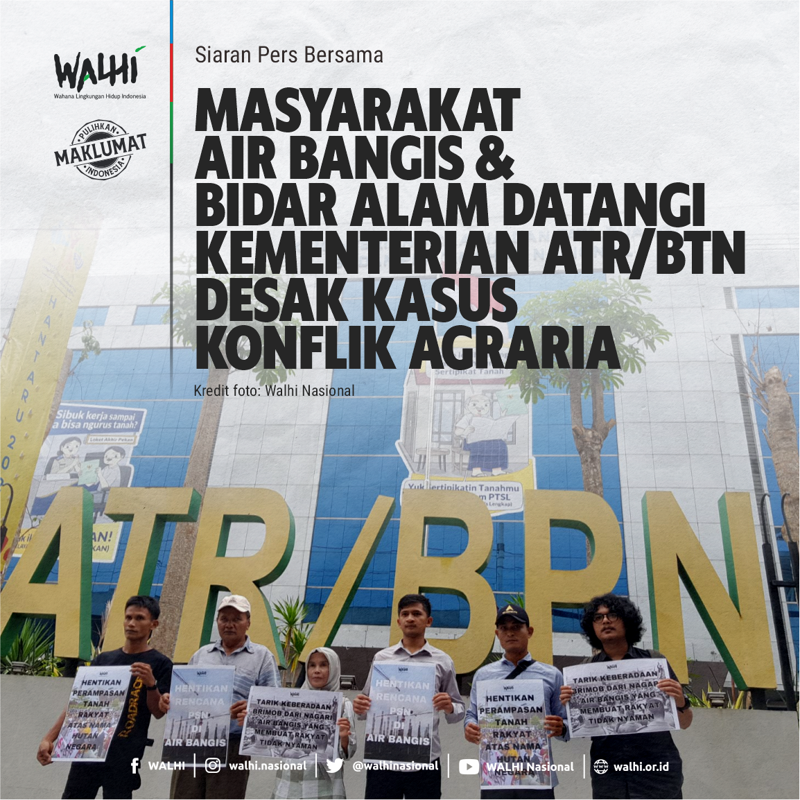 Masyarakat Air Bangis dan Bidar Alam Datangi Kementerian ATR/BPN Desak Kasus Konflik Agraria