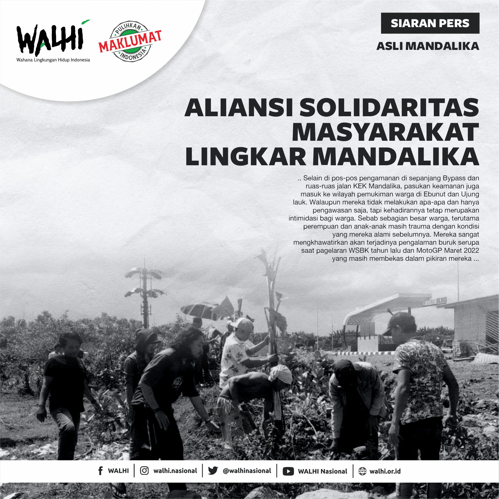 Siaran Pers: Aliansi Solidaritas Masyarakat Lingkar Mandalika (ASLI Mandalika)