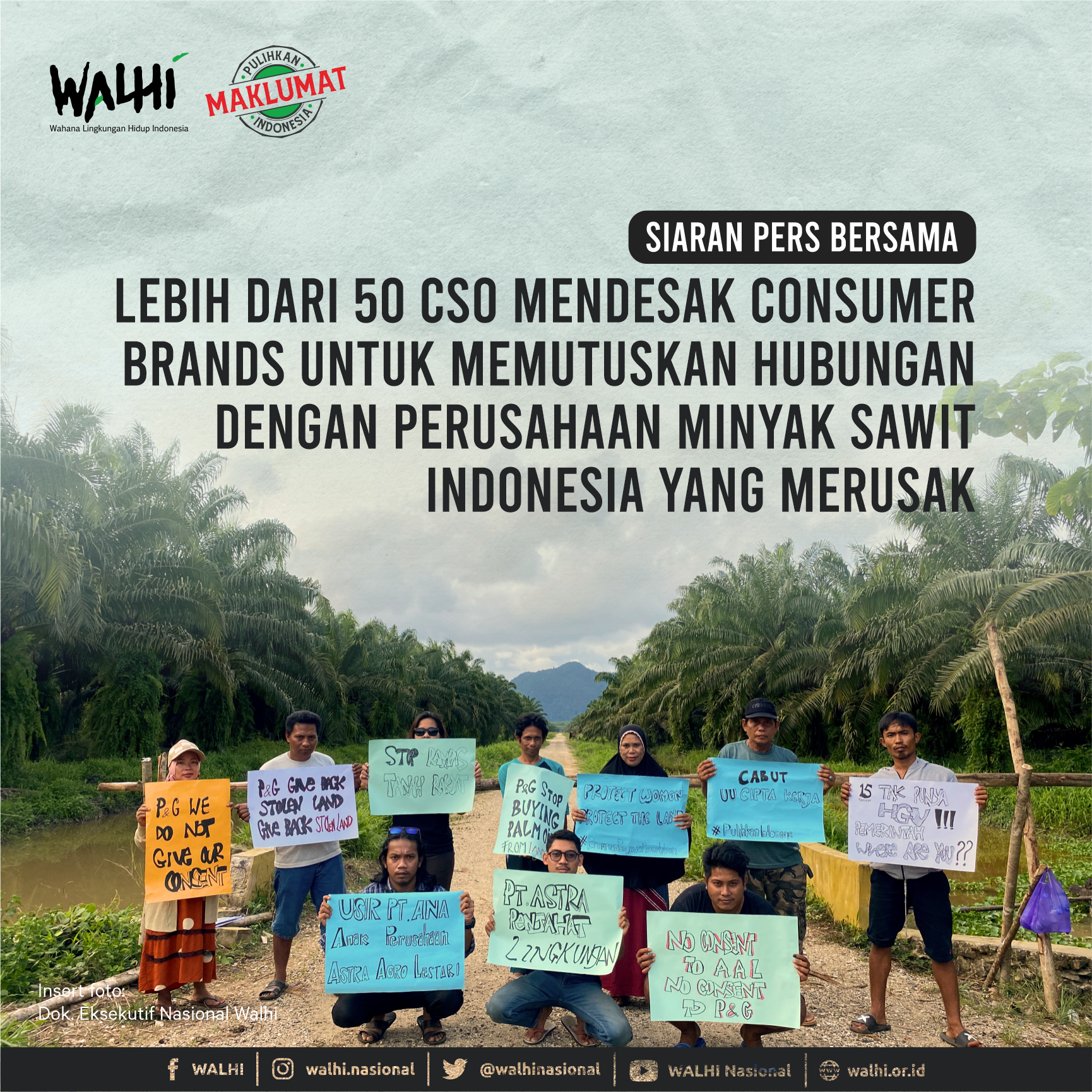 Lebih dari 50 CSO Mendesak Consumer Brands untuk Memutuskan Hubungan dengan Perusahaan Minyak Sawit Indonesia yang Merusak