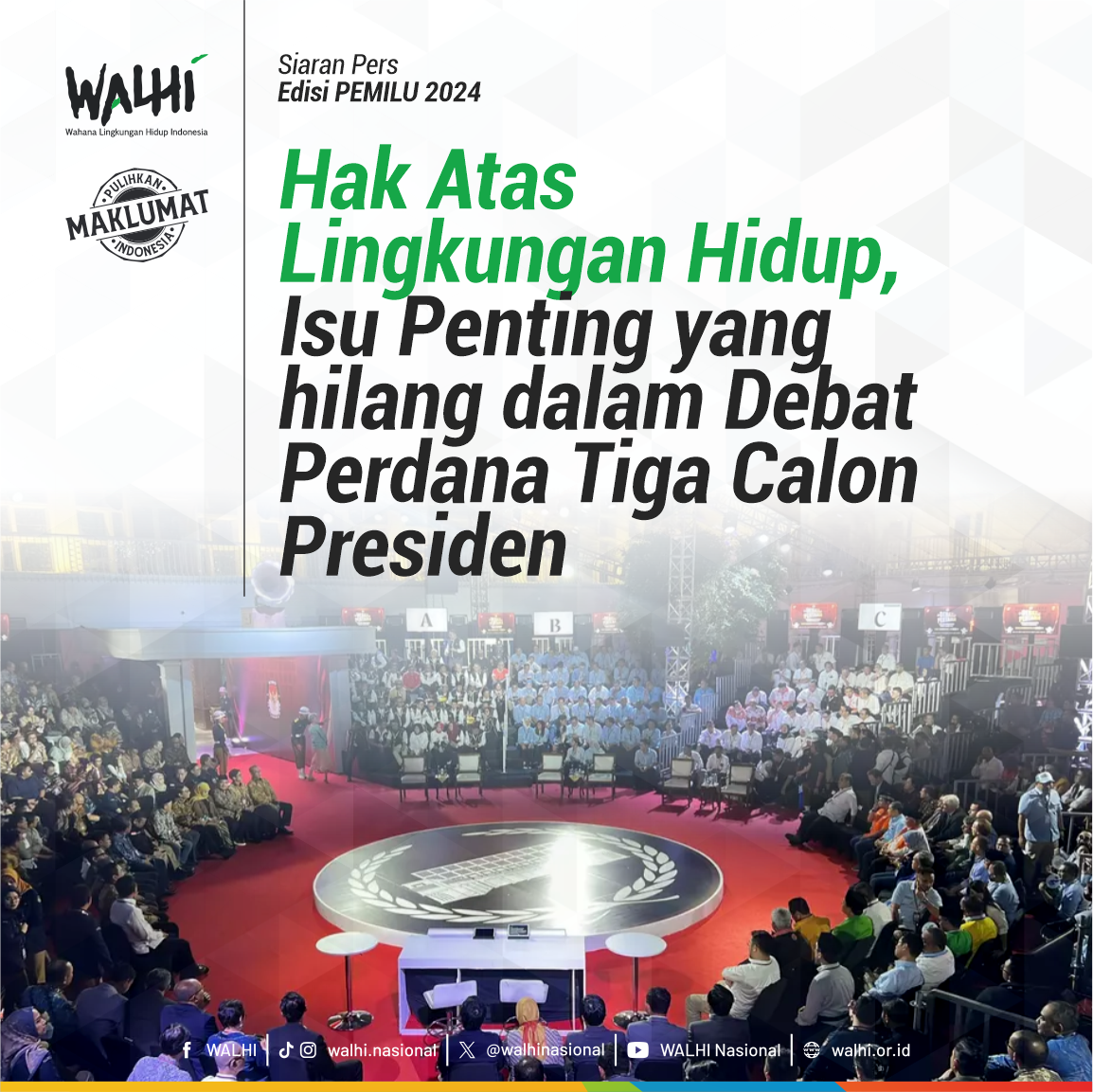 Hak Atas Lingkungan Hidup, Isu Penting yang hilang dalam Debat Perdana Tiga Calon Presiden