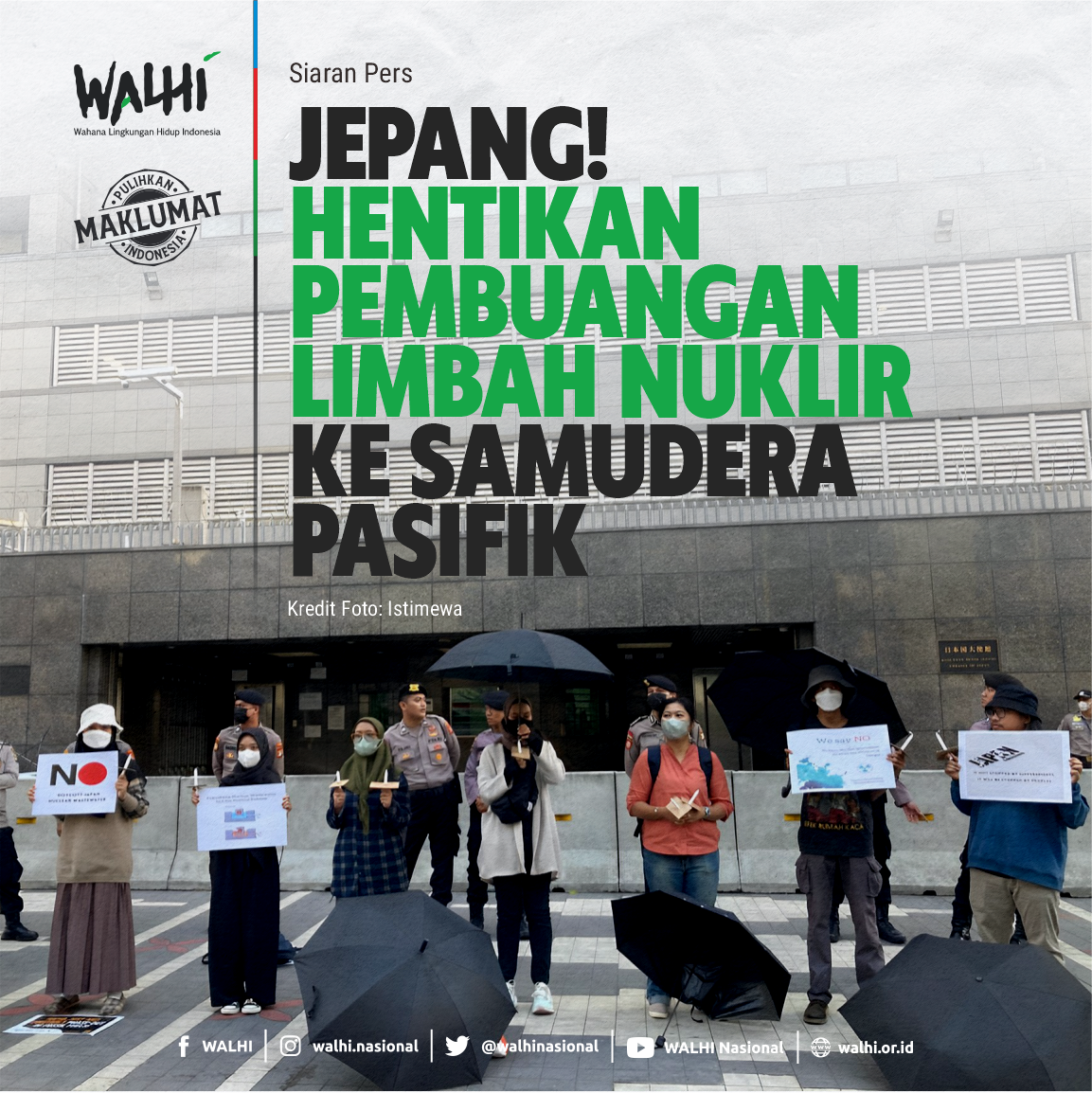 WALHI Desak Pemerintah Jepang Menghentikan Pembuangan Limbah Nuklir ke Samudera Pasifik