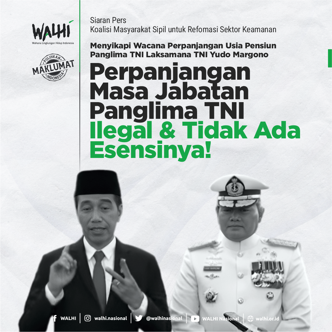 Perpanjangan Masa Jabatan Panglima TNI Ilegal dan Tidak Ada Esensinya