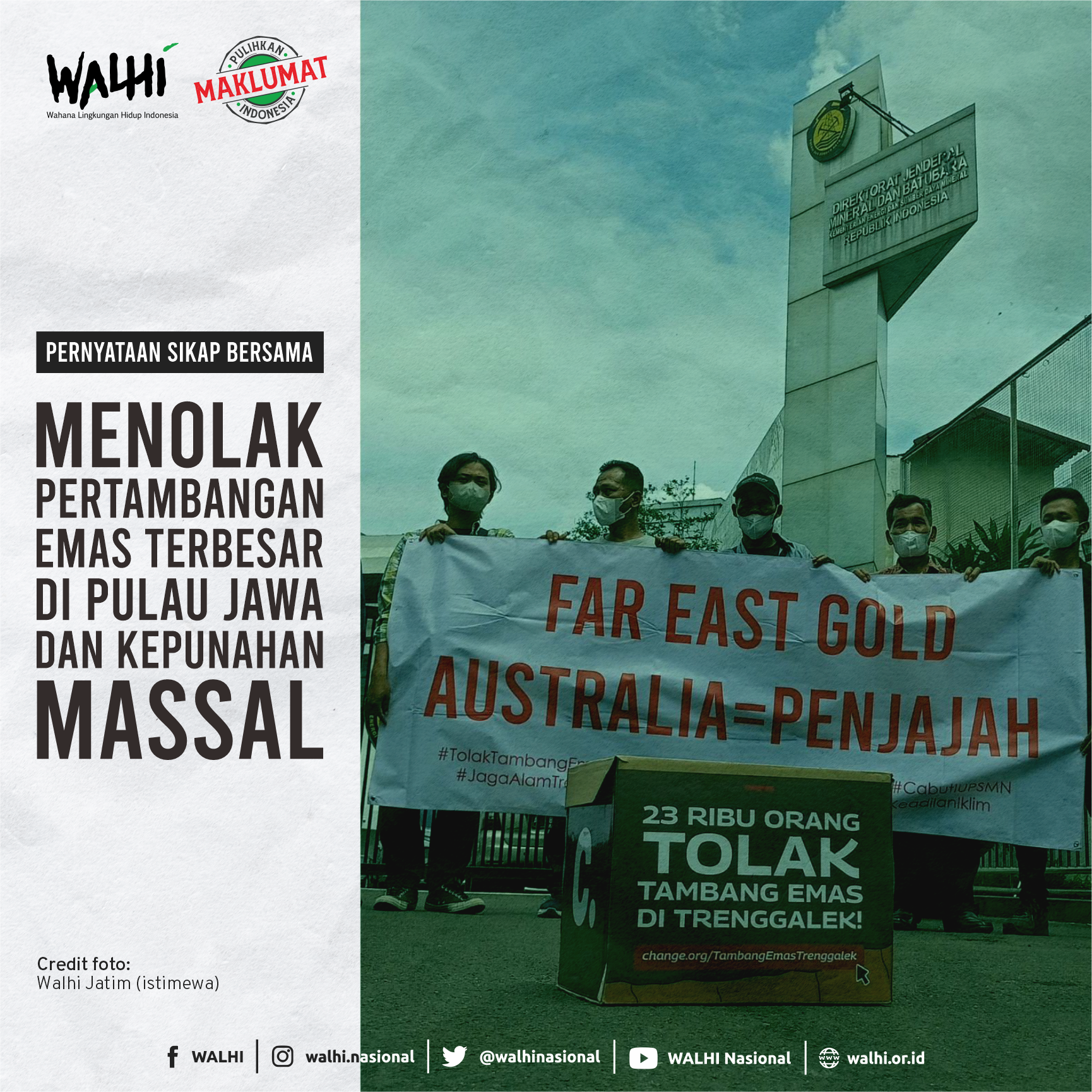 Menolak Pertambangan Emas Terbesar di Pulau Jawa dan Kepunahan Massal