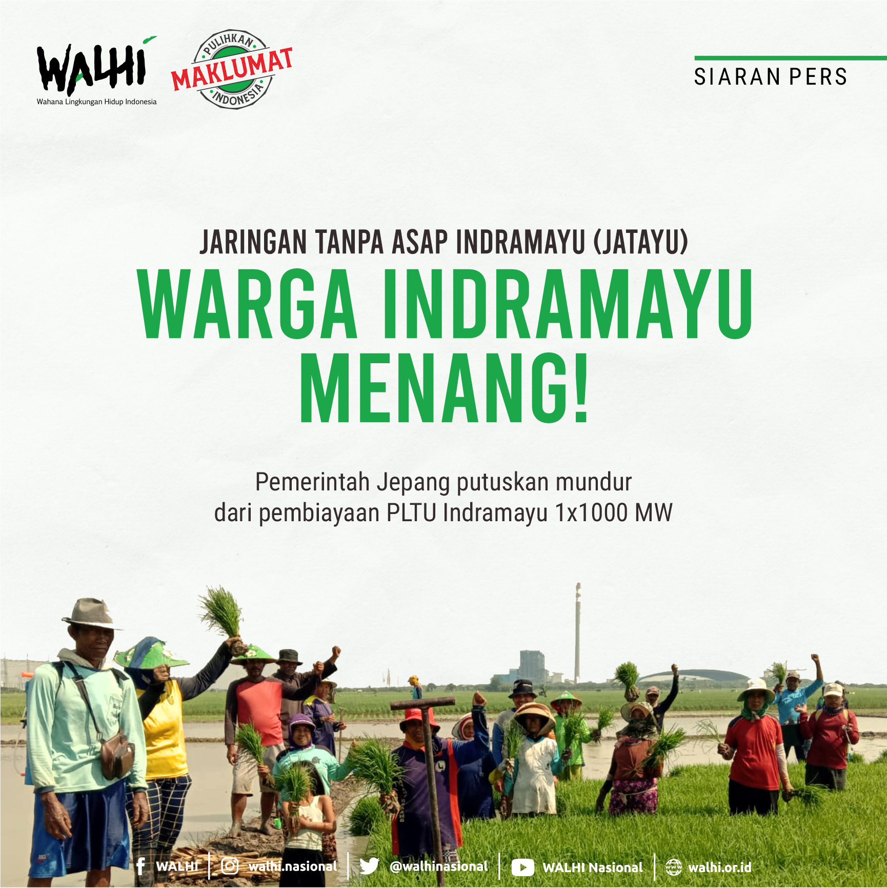 Jepang Hengkang Dari PLTU Indramayu 1 x 1000 MW, Kemenangan Besar Warga Terdampak dan Planet Bumi