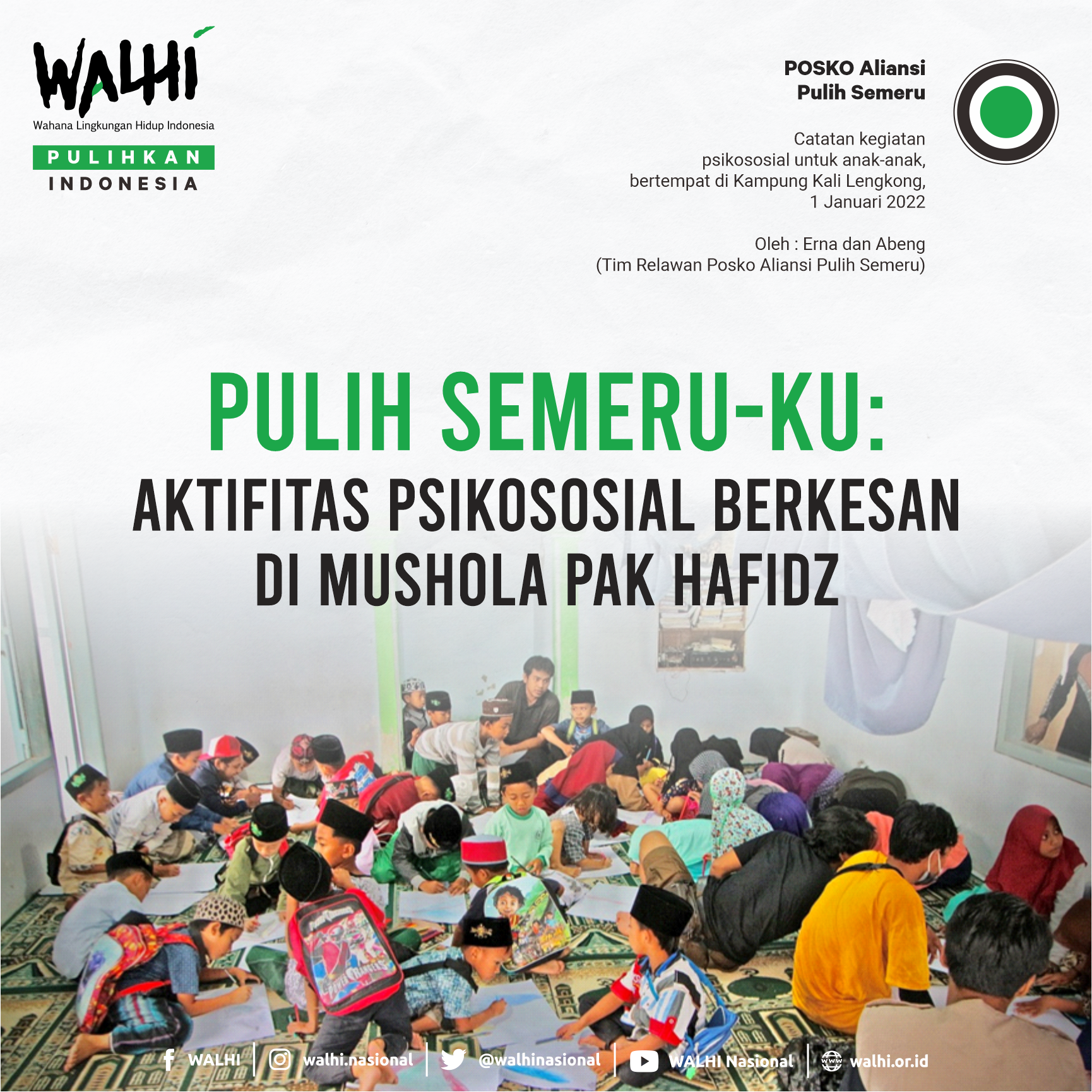 Aktifitas Psikososial Berkesan di Mushola Pak Hafidz (Cerita dari Posko Aliansi Pulih Semeru)