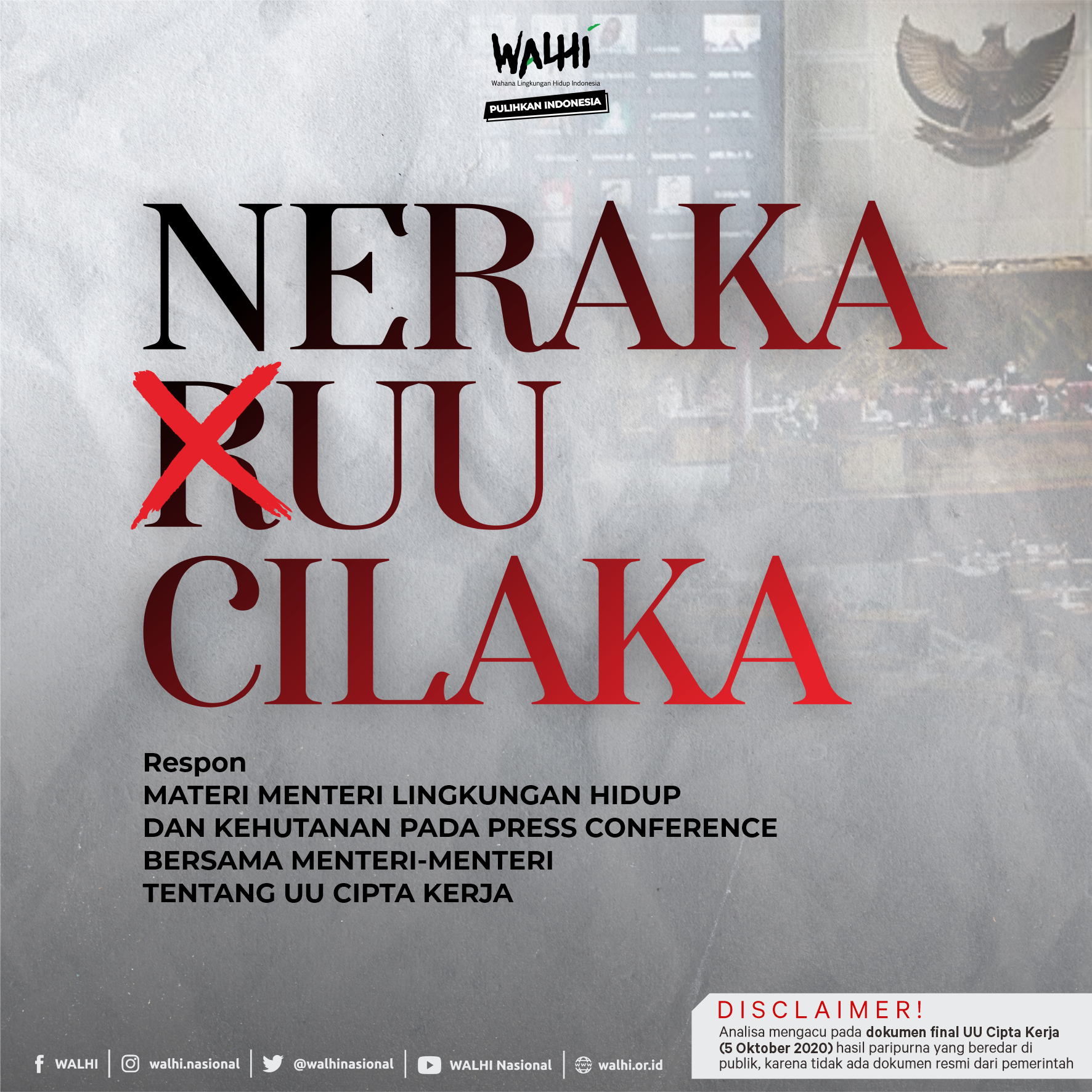 Respon WALHI atas Press Conference Pemerintah Terkait Omnibus Law UU Cipta Kerja